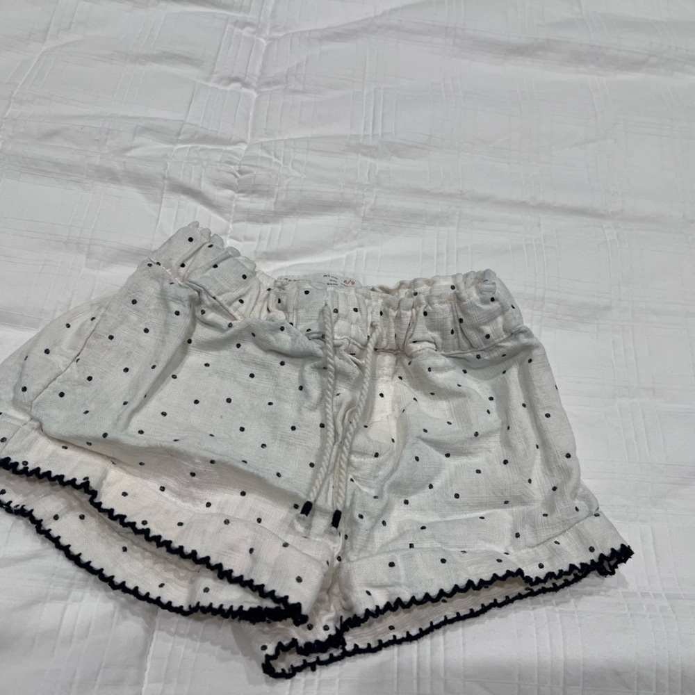 Zara White and Black High Waist Shorts